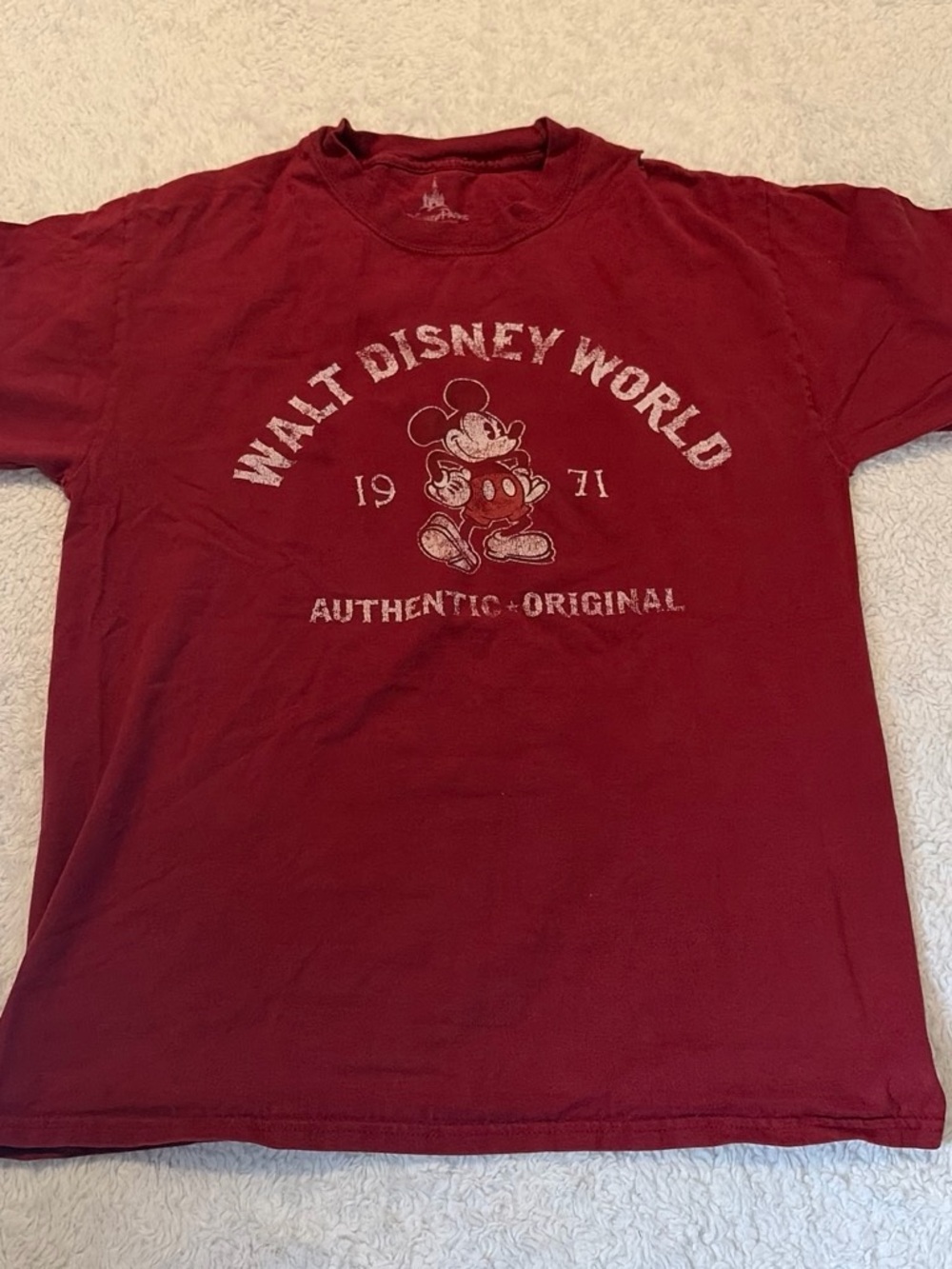Disney Walt Disney World Vintage Mickey Short Sleeve Tee - Maroon & White
